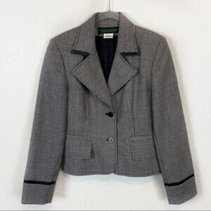 Harve Benard Blazer Vintage Wool Houndstooth Secretary Chic Preppy sz 6